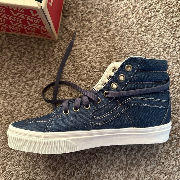 Vans x Madewell Sk8-Hi Denim high top sneakers! Size 8.5 Worn Once! Like New! - Picture 3 of 5